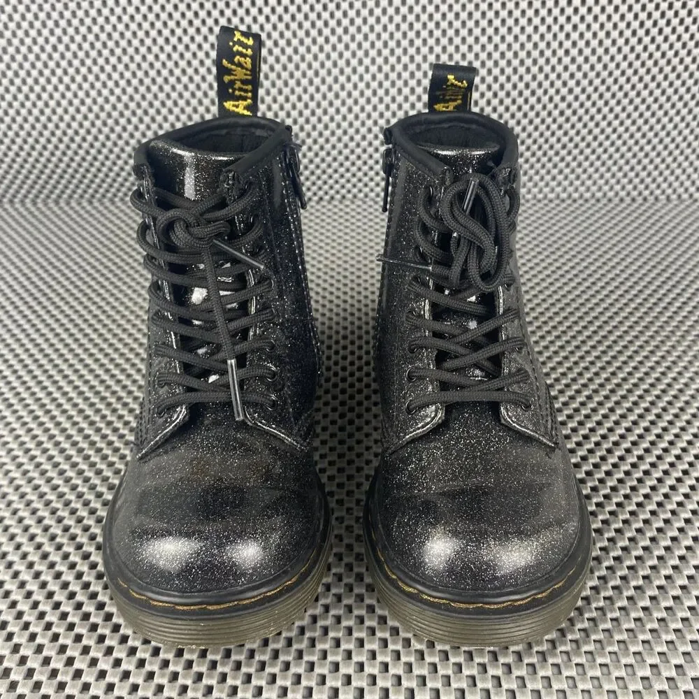 Dr Martens 1460 Nebula Glitter Boots Kids Toddler Size 10 Black Zipper Casual